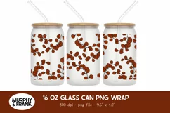 16 oz Glass Can Wrap Png  Boho Glass Can Sublimation Png