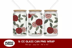 16 ozRoses Fall Glass Can Wrap Png | Glass Can Sublimation Designs