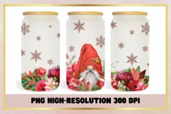 16oz Libbey Glass Can Flowers Watercolor Christmas Product Image 1
