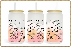 Watercolor Flowers 16oz Libbey Cup Png Sublimation Product Image 1