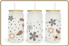 Watercolor Flowers 16oz Libbey Cup Png Sublimation Product Image 1