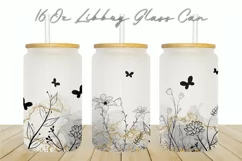 Flowers Butterfly 16oz Libby Glass Can Tumbler Wrap Product Image 1