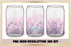 16 oz Libbey Glass Wrap Purple Flowers watercolor Product Image 1