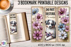 Vintage Flowers and Puppy Printable Bookmarks Product Image 1