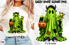 Green Monster Ghost PNG Halloween Clipart Product Image 1