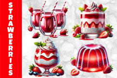 Strawberry Jelly Clipart, Strawberry Chia Pudding PNG Product Image 1