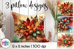 Autumn Decorative Pillows, Golden Autumn Leaves Na Pumpkins Product Image 1