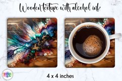 Abstract Wooden Coaster | Alcohol Ink Square Coaster Design Product Image 1