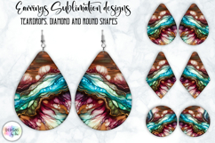 Earrings Sublimation Designs, Liquid Art, Fluid Art and Wood Product Image 1