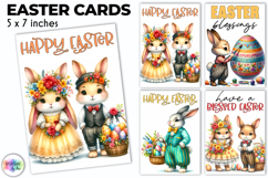 Easter Bunny Greeting Cards Cute Boho Printable, Hippie PNG Product Image 1