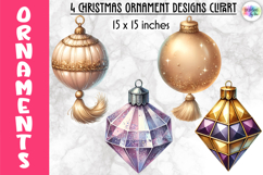 Christmas Ornaments Clipart, Christmas Tree Baubles PNG Product Image 1