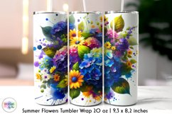 Summer Flowers Tumbler Wrap, Watercolour Flowers Tumbler Product Image 1