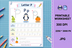 Letter p handwriting printable alphabet tracing worksheet Product Image 1