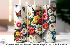 3D Cracked Wall Flowers Tumbler Wrap, Floral Tumbler Design Product Image 1