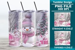 Pink Christmas snowman 20oz tumbler wrap design Product Image 1