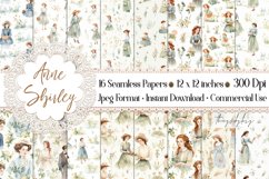 16 Seamless Watercolor Anne with an E of Green Gables Papers Product Image 1