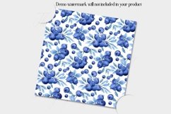 16 Seamless Watercolor Blueberries Fruit Farm Digital Papers Product Image 3