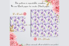 16 Seamless Watercolor Purple Iris Flowers Digital Papers Product Image 9