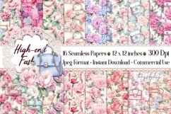 16 Seamless Watercolor Luxury Fashion Peony Digital Papers Product Image 1