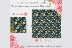 16 Seamless Watercolor Vintage Emerald Floral Digital Papers Product Image 9