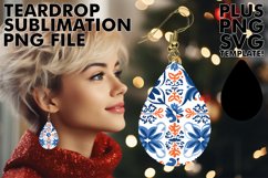 Cultural Charms: Azulejo Pattern Teardrop Earrings Product Image 1