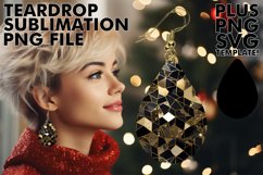 Radiant Teardrop Glamour: Gold and Black Earrings Product Image 1