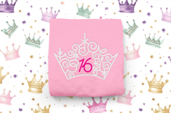 Ornate Magical Tiara with Number 16 Embroidery