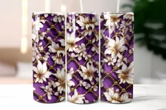 Floral Tumbler Wrap | Elegant Floral Silk Fabric Texture Product Image 2