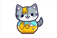 Cute Cat with tape Mascot Sublimation Vector Product Image 1
