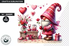 Valentines day clipart, Pink Gnome clipart, gnomes png Product Image 1