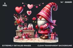 Valentines day clipart, Pink Gnome clipart, gnomes png Product Image 2