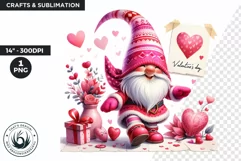 Valentines day clipart, Pink Gnome clipart, Gnomes png Product Image 1