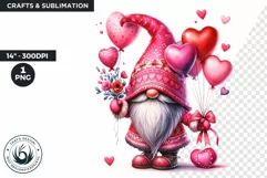 Valentines day clipart, Pink Gnome clipart, gnomes png Product Image 1