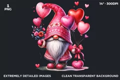 Valentines day clipart, Pink Gnome clipart, gnomes png Product Image 2