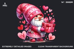 Valentines day clipart, Pink Gnome clipart, gnome with gift Product Image 2