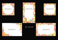 16 Watercolor autumn floral frames for decorations 