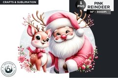 Christmas Cute Pink Reindeer PNG Clipart Product Image 1