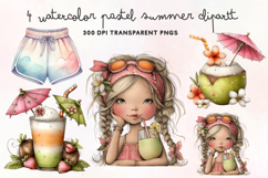 Watercolor Pastel Summer Clipart PNG Product Image 1
