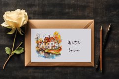 16 watercolor quaint little village with colorful houses and a stream sublimation printable t-shirt designs and clipart bundle png transparent