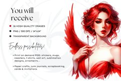 Watercolor Red Cupid clipart bundle V1 Valentine Sublimation Product Image 3