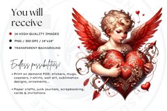 Watercolor Red Cupid clipart bundle V2 Valentine Sublimation Product Image 3