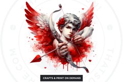 Watercolor Red Cupid clipart bundle V2 Valentine Sublimation Product Image 7