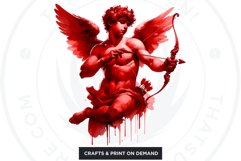 Watercolor Red Cupid clipart bundle V1 Valentine Sublimation Product Image 7