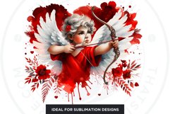 Watercolor Red Cupid clipart bundle V2 Valentine Sublimation Product Image 9