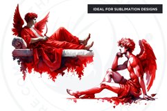 Watercolor Red Cupid clipart bundle V1 Valentine Sublimation Product Image 9