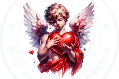 Watercolor Red Cupid clipart bundle V2 Valentine Sublimation Product Image 5