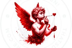 Watercolor Red Cupid clipart bundle V1 Valentine Sublimation Product Image 6