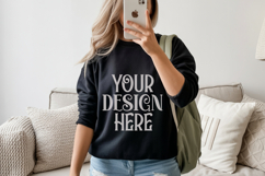 Black Gildan 18000 Sweatshirt Mockup,G18000 Crewneck Sweatsh Product Image 1