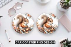 Cute Squirrel Car Coaster Sublimation| Animal Coaster PNG Product Image 1