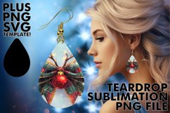 Whimsical TEARDROP Earrings Design PNG, Christmas Bow Product Image 1